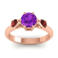 Amethyst Ring In 18K Rose Gold With Garnet Atta Pear Three-stone Ring