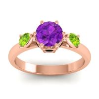 Amethyst Ring In 18K Rose Gold With Peridot And Black Onyx Atta Pear Three-stone Ring