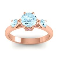 Aquamarine Ring In 14K Rose Gold With Pink Tourmaline Atta Pear Three-stone Ring