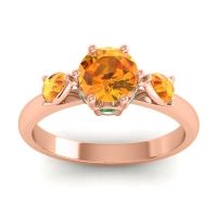 Citrine Ring In 18K Rose Gold With Emerald Atta Pear Three-stone Ring