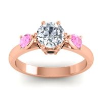 Lab Diamond Ring In 18K Rose Gold With Pink Tourmaline And Black Onyx Atta Pear Three-stone Ring
