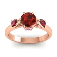 Garnet Ring In 18K Rose Gold With Ruby And Amethyst Atta Pear Three-stone Ring