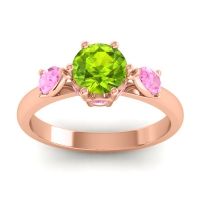 Peridot Ring In 18K Rose Gold With Pink Tourmaline Atta Pear Three-stone Ring