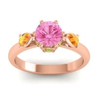 Pink Tourmaline Ring In 18K Rose Gold With Citrine And Peridot Atta Pear Three-stone Ring