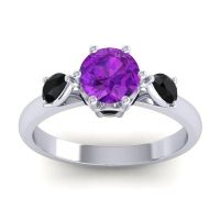 Amethyst Ring In Palladium With Black Onyx Atta Pear Three-stone Ring