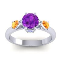Amethyst Ring In Palladium With Citrine And Blue Sapphire Atta Pear Three-stone Ring