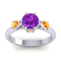 Amethyst Ring In Palladium With Citrine Atta Pear Three-stone Ring