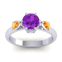 Amethyst Ring In Palladium With Citrine And Pink Tourmaline Atta Pear Three-stone Ring