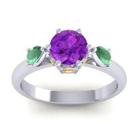 Amethyst Ring In Palladium With Emerald And Citrine Atta Pear Three-stone Ring