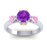 Amethyst Ring In Palladium With Pink Tourmaline And Citrine Atta Pear Three-stone Ring