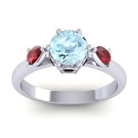 Aquamarine Ring In Palladium With Ruby And Black Onyx Atta Pear Three-stone Ring