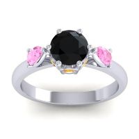 Black Onyx Ring In Palladium With Pink Tourmaline And Citrine Atta Pear Three-stone Ring