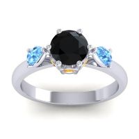Black Onyx Ring In Palladium With Swiss Blue Topaz And Citrine Atta Pear Three-stone Ring