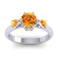 Citrine Ring In Palladium Atta Pear Three-stone Ring