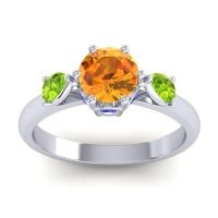 Citrine Ring In Palladium With Peridot And Blue Sapphire Atta Pear Three-stone Ring