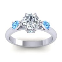 Lab Diamond Ring In Palladium With Swiss Blue Topaz And Aquamarine Atta Pear Three-stone Ring