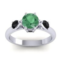 Lab Emerald Ring In Palladium With Black Onyx Atta Pear Three-stone Ring