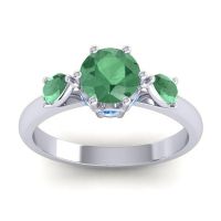 Emerald Ring In Palladium With Swiss Blue Topaz Atta Pear Three-stone Ring