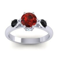 Garnet Ring In Platinum With Black Onyx And Aquamarine Atta Pear Three-stone Ring