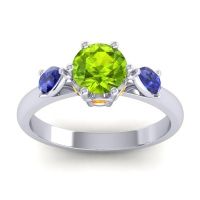 Peridot Ring In Palladium With Blue Sapphire And Citrine Atta Pear Three-stone Ring