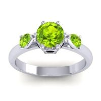 Peridot Ring In Palladium With Black Onyx Atta Pear Three-stone Ring
