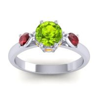 Peridot Ring In 18k White Gold With Ruby And Citrine Atta Pear Three-stone Ring