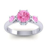 Pink Tourmaline Ring In Palladium With Aquamarine Atta Pear Three-stone Ring