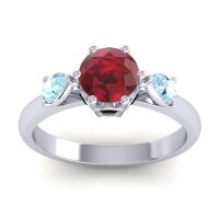 Ruby Ring In 14k White Gold With Aquamarine And Black Onyx Atta Pear Three-stone Ring