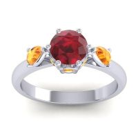 Ruby Ring In Platinum With Citrine Atta Pear Three-stone Ring
