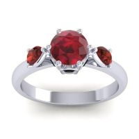 Ruby Ring In 18k White Gold With Garnet And Black Onyx Atta Pear Three-stone Ring
