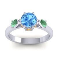 Swiss Blue Topaz Ring In Palladium With Emerald And Citrine Atta Pear Three-stone Ring