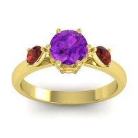Amethyst Ring In 18k Yellow Gold With Garnet And Citrine Atta Pear Three-stone Ring