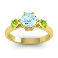 Aquamarine Ring In 18k Yellow Gold With Peridot And Citrine Atta Pear Three-stone Ring