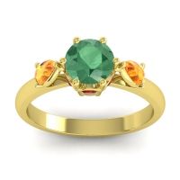 Emerald Ring In 18k Yellow Gold With Citrine And Garnet Atta Pear Three-stone Ring