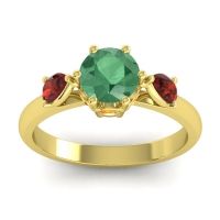 Emerald Ring In 18k Yellow Gold With Garnet And Citrine Atta Pear Three-stone Ring