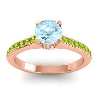 Aquamarine Ring In 18K Rose Gold With Peridot Saraka Round Classic Ring