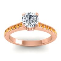 Lab Diamond Ring In 18K Rose Gold With Amethyst And Citrine Saraka Round Classic Ring