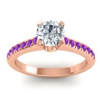 Lab Diamond Ring In 18K Rose Gold With Citrine And Amethyst Saraka Round Classic Ring