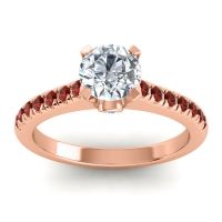 Lab Diamond Ring In 18K Rose Gold With Swiss Blue Topaz And Garnet Saraka Round Classic Ring
