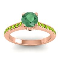 Emerald Ring In 18K Rose Gold With Black Onyx And Peridot Saraka Round Classic Ring