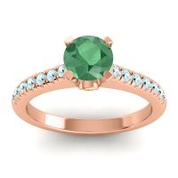 Emerald Ring In 18K Rose Gold With Peridot And Aquamarine Saraka Round Classic Ring