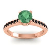 Emerald Ring In 18K Rose Gold With Ruby And Black Onyx Saraka Round Classic Ring