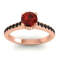 Garnet Ring In 18K Rose Gold With Ruby And Black Onyx Saraka Round Classic Ring