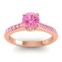 Pink Tourmaline Ring In 18K Rose Gold Saraka Round Classic Ring