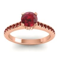 Ruby Ring In 18K Rose Gold With Aquamarine And Garnet Saraka Round Classic Ring
