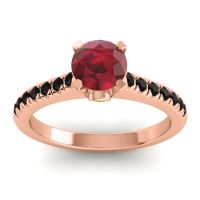Ruby Ring In 14K Rose Gold With Peridot And Black Onyx Saraka Round Classic Ring