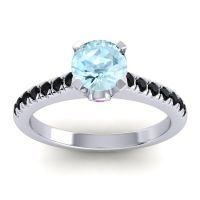 Aquamarine Ring In Platinum With Amethyst And Black Onyx Saraka Round Classic Ring