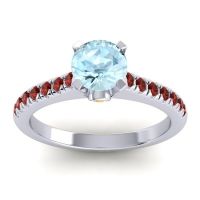 Aquamarine Ring In 14k White Gold With Citrine And Garnet Saraka Round Classic Ring