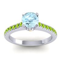 Aquamarine Ring In 14k White Gold With Citrine And Peridot Saraka Round Classic Ring