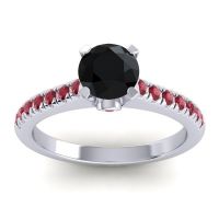 Black Onyx Ring In 14k White Gold With Ruby Saraka Round Classic Ring